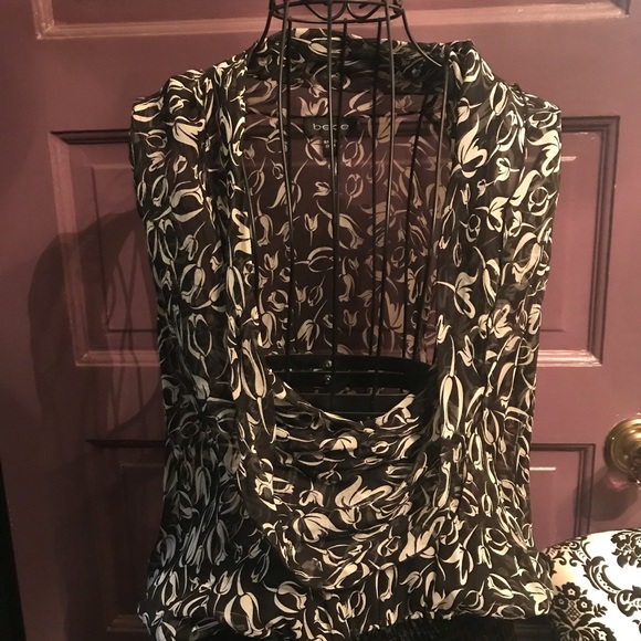 BEBE  Size S Chiffon Plunging Neckline Blouse - Picture 2 of 5